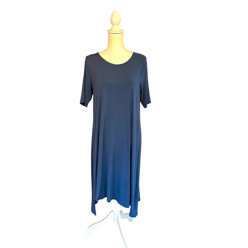 Eileen Fisher Midi Asymmetrical Hem Short Sleeve Dress Size Medium